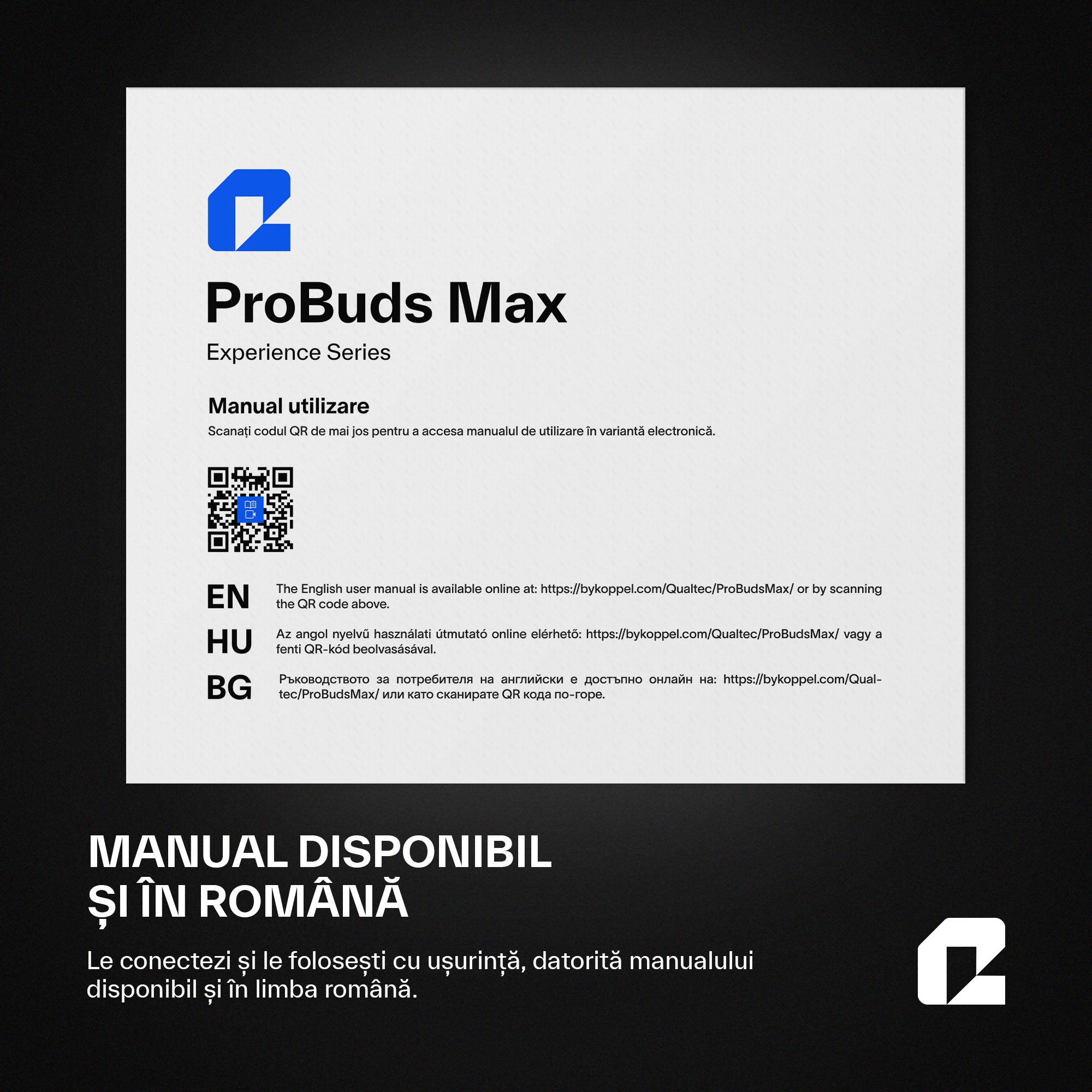 Casti Wireless Buds In-Ear Qualtec by Koppel®, ProBuds Max, Negru