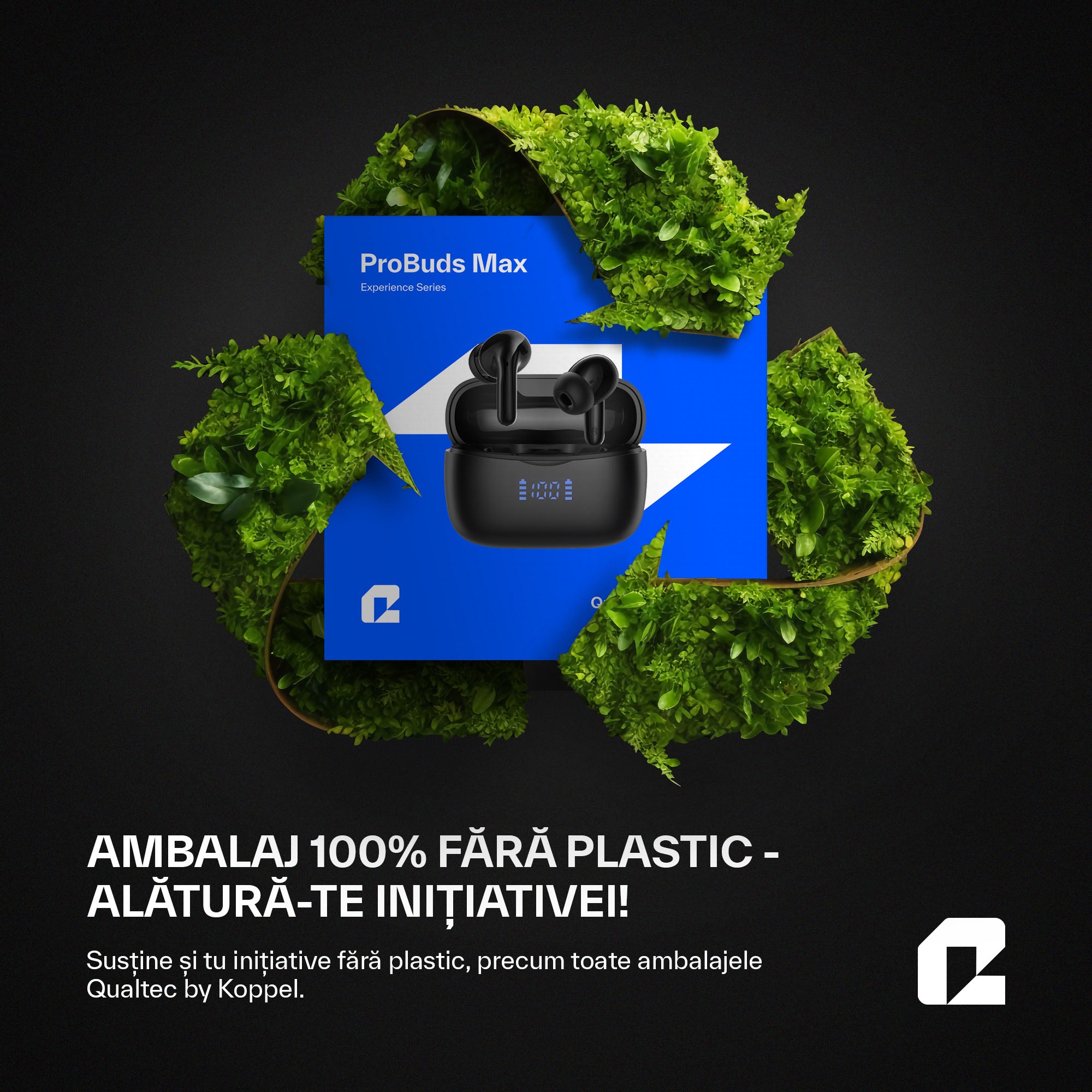 Casti Wireless Buds In-Ear Qualtec by Koppel®, ProBuds Max, Negru