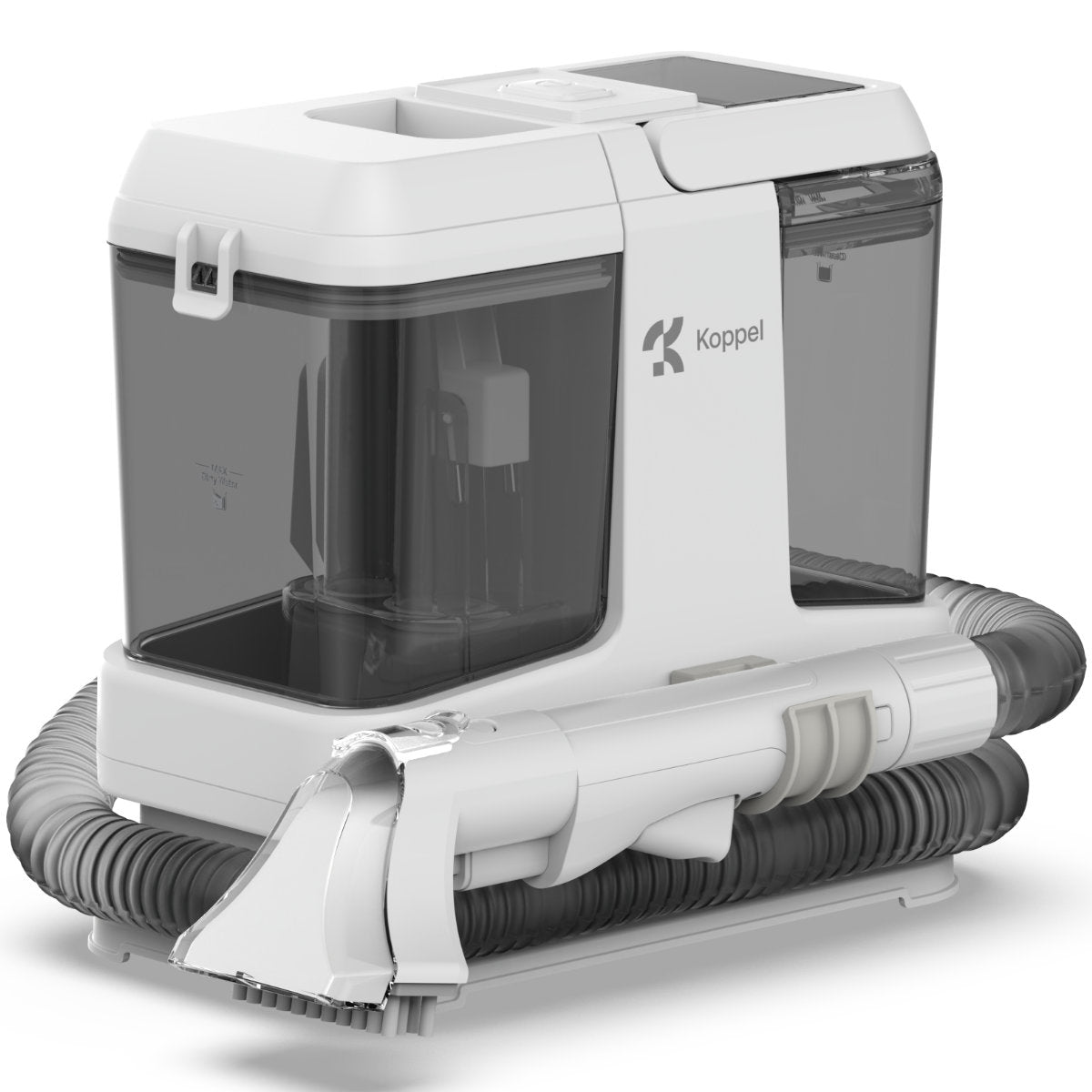 Aspirator cu spalare injectie-extractie Koppel® AI10, putere 9kPa, aspirator cu apa profesional umed-uscat, curatare tapiterie, covoare, canapele, pentru casa & auto, tub auto curatare, auto-stop rezervor plin, rezervoare 0.8l si 0.6l, alb