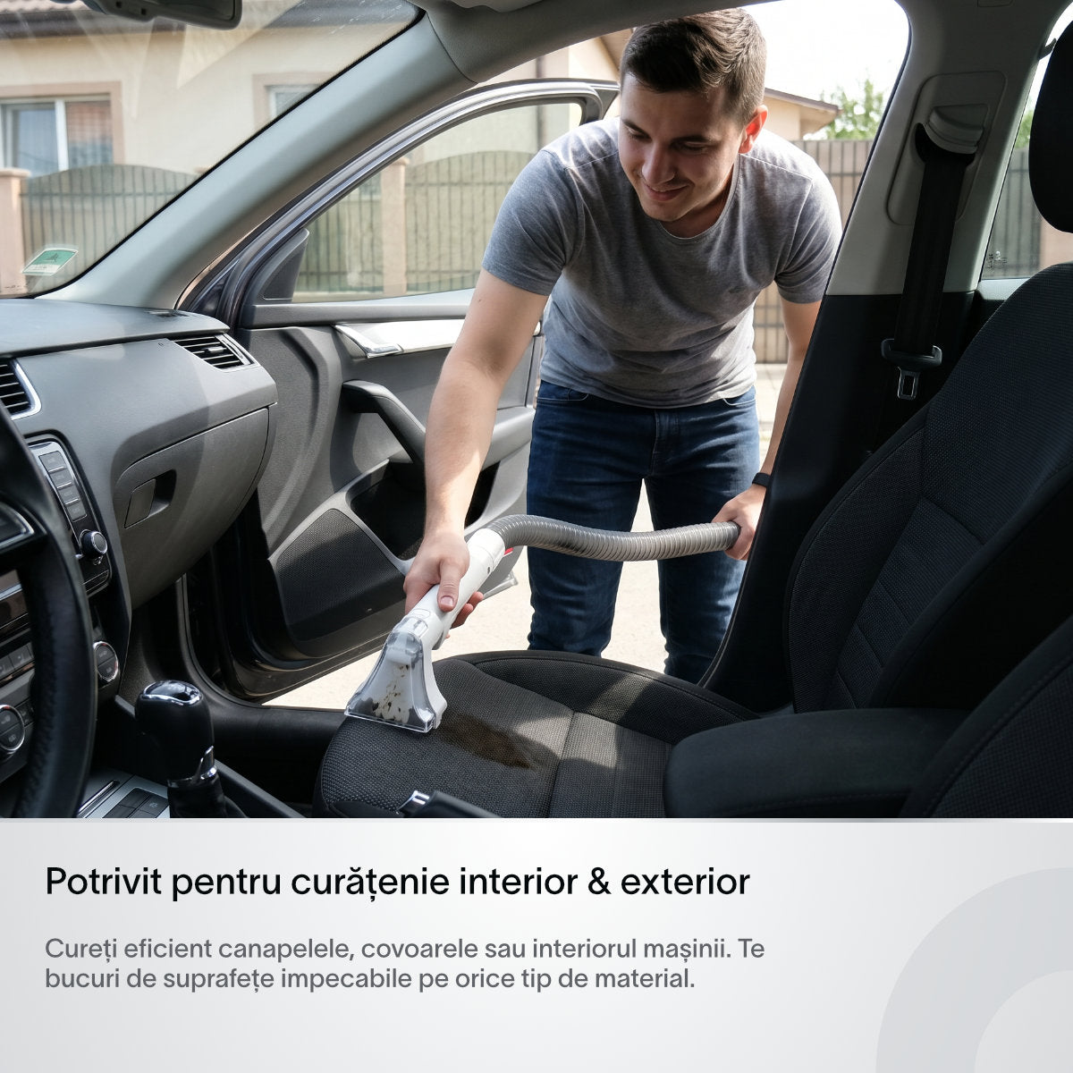 Aspirator cu spalare injectie-extractie Koppel® AI10, putere 9kPa, aspirator cu apa profesional umed-uscat, curatare tapiterie, covoare, canapele, pentru casa & auto, tub auto curatare, auto-stop rezervor plin, rezervoare 0.8l si 0.6l, alb