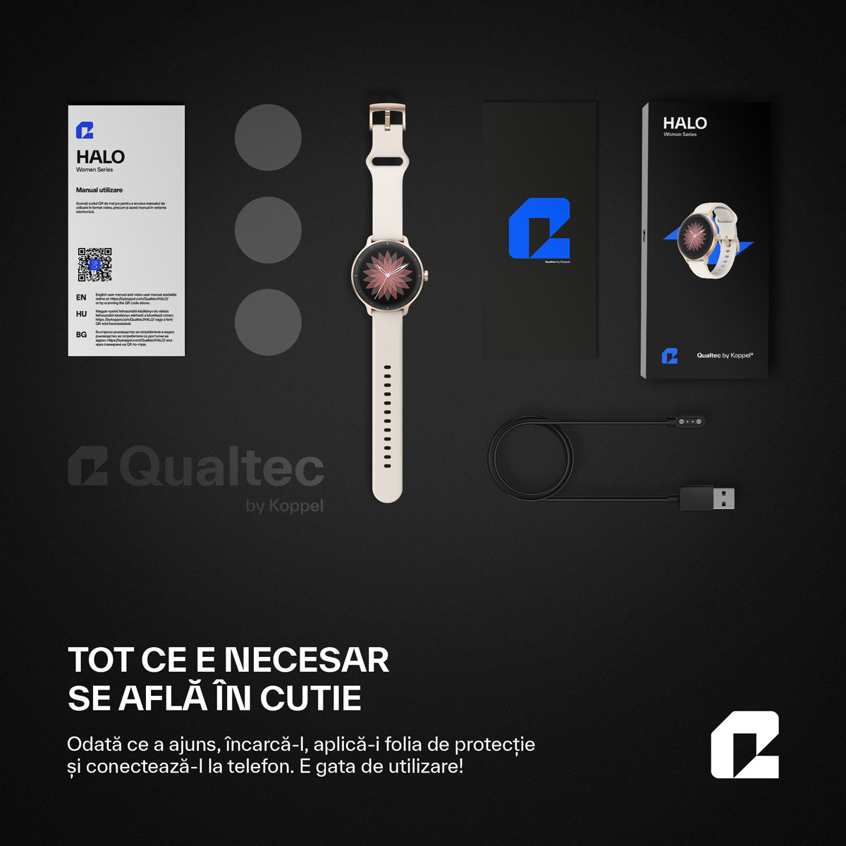 continut-pachet-ceas-smart-dama-femei-qualtec-by-koppel HALO