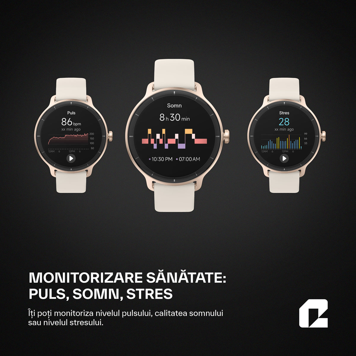 Ceas smartwatch, HALO gold Woman Series, gold