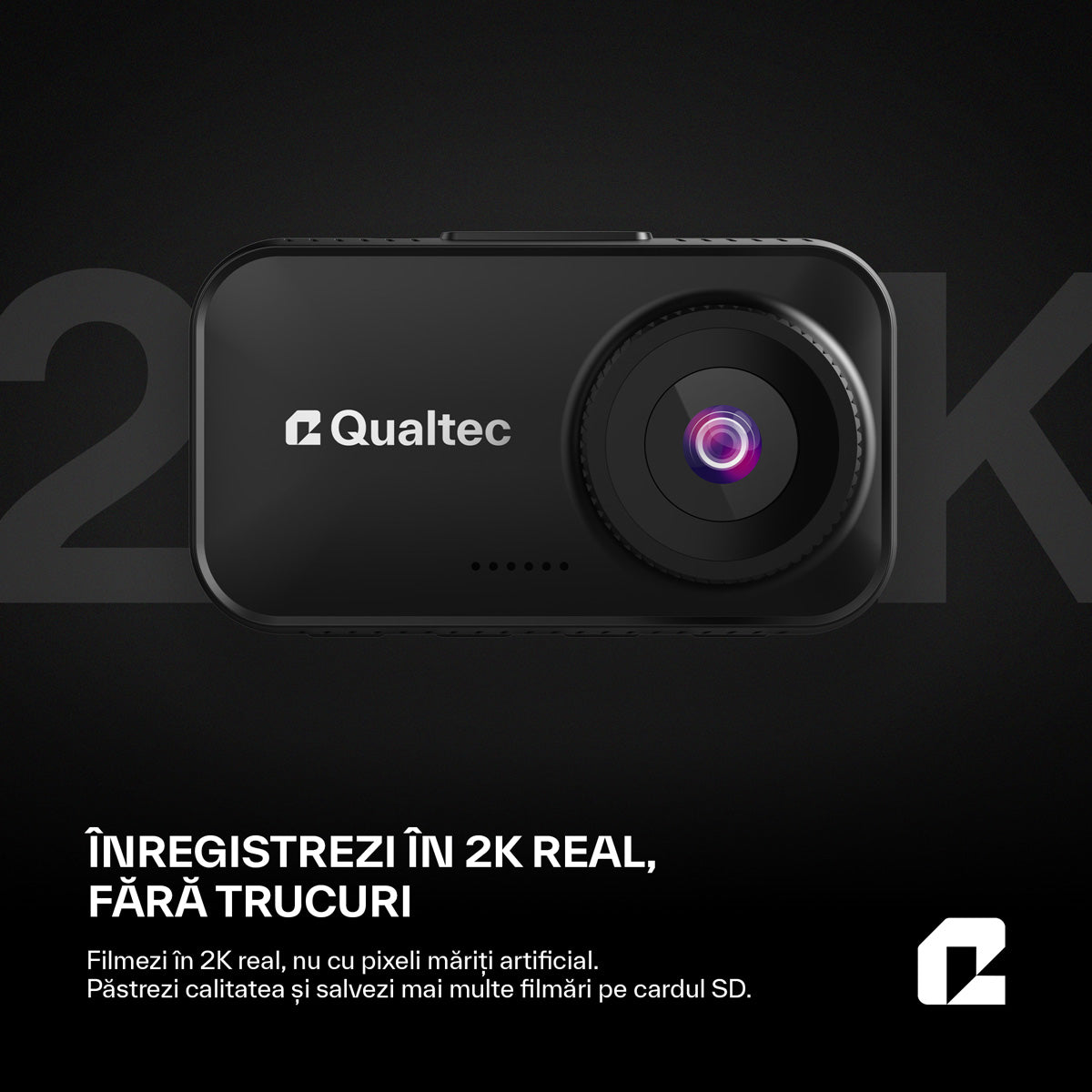 Camera de bord auto, RoadOwl Qualtec by Koppel®, rezolutie reala 2K, negru