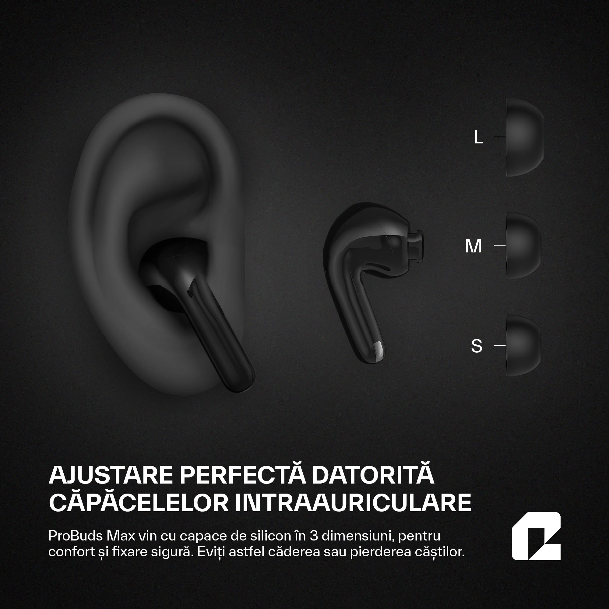 Căsti wireless Bluetooth cu noise cancelling, ProBuds Max, negru