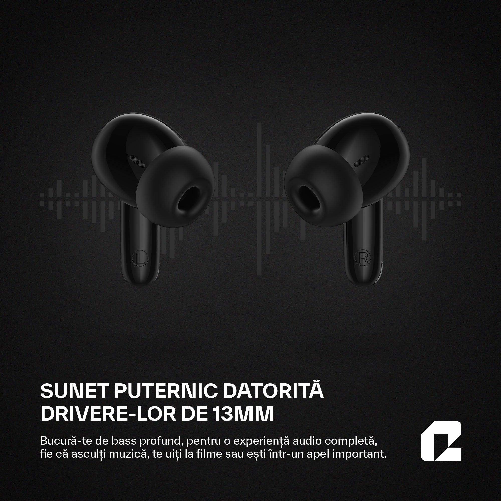 Căsti wireless Bluetooth cu noise cancelling, ProBuds Max, negru