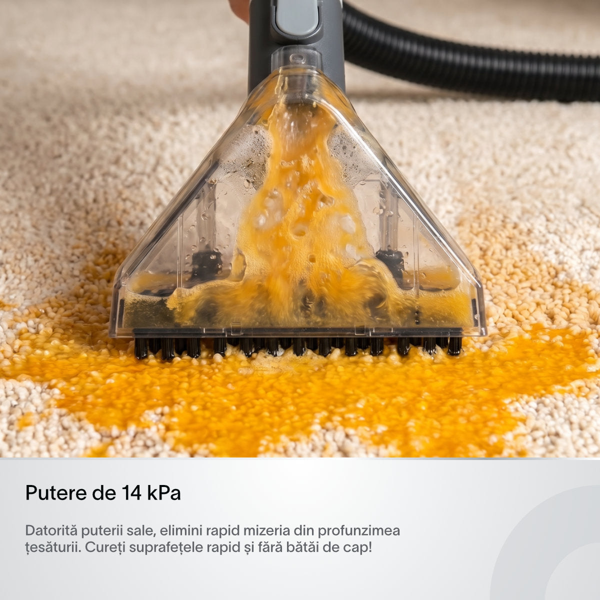 Aspirator cu spalare injectie-extractie Koppel® AI11, putere 14kPa, aspirator cu apa profesional umed-uscat, curatare tapiterie, covoare, canapele, pentru casa & auto, tub auto curatare, auto-stop rezervor plin, rezervoare 1.5l si 1.2l, negru