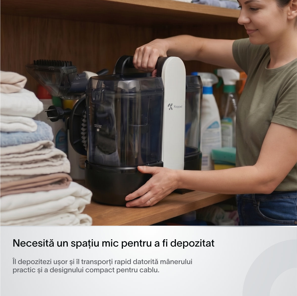 Aspirator cu spalare injectie-extractie Koppel® AI11, putere 14kPa, aspirator cu apa profesional umed-uscat, curatare tapiterie, covoare, canapele, pentru casa & auto, tub auto curatare, auto-stop rezervor plin, rezervoare 1.5l si 1.2l, negru