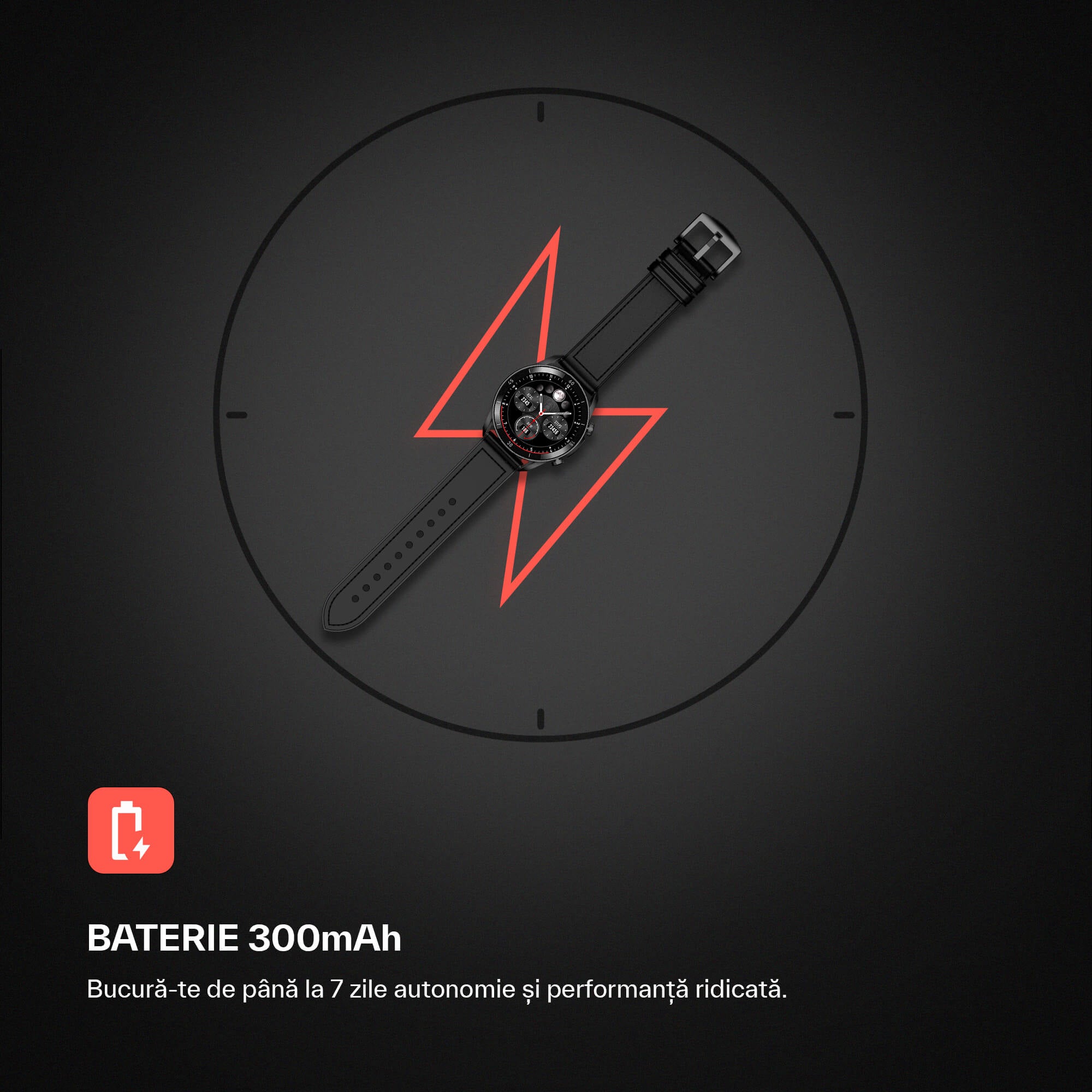 ceas smartwatch negru barbati baterie ammo men series qualtec by koppel