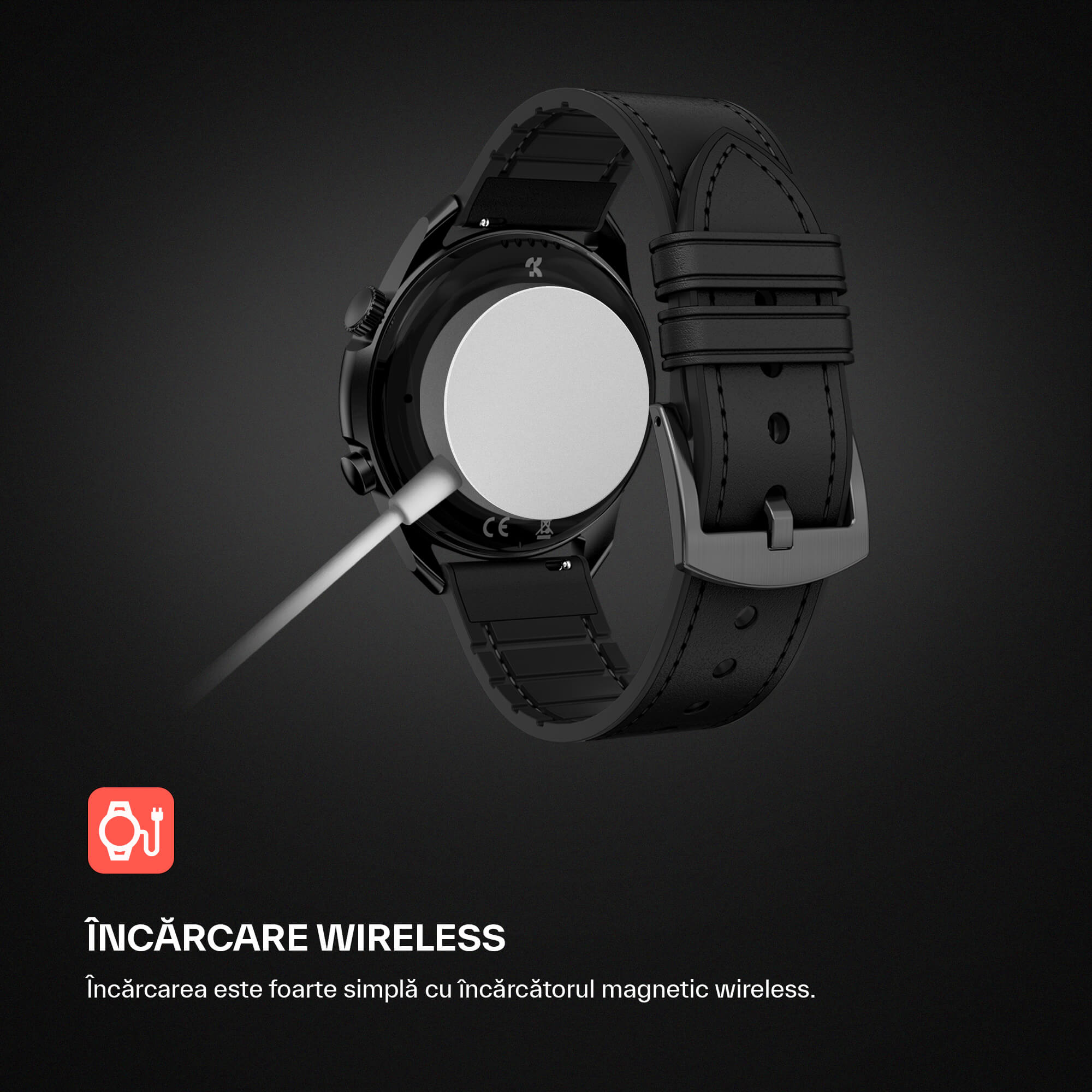 ceas smartwatch wireless barbati cu incarcare wireless qualtec by koppel ammo