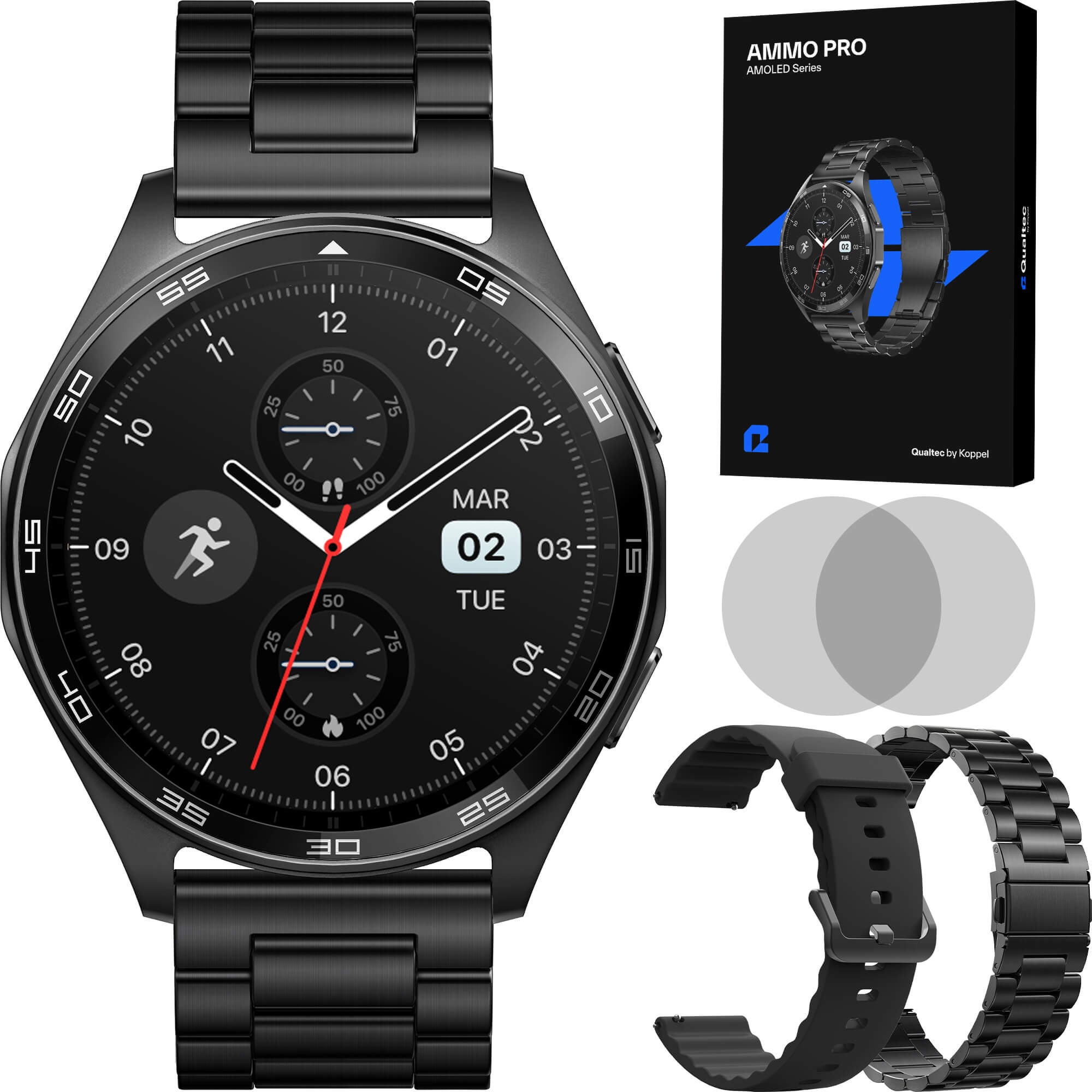 Ceas smartwatch, AMMO PRO Men Series, negru