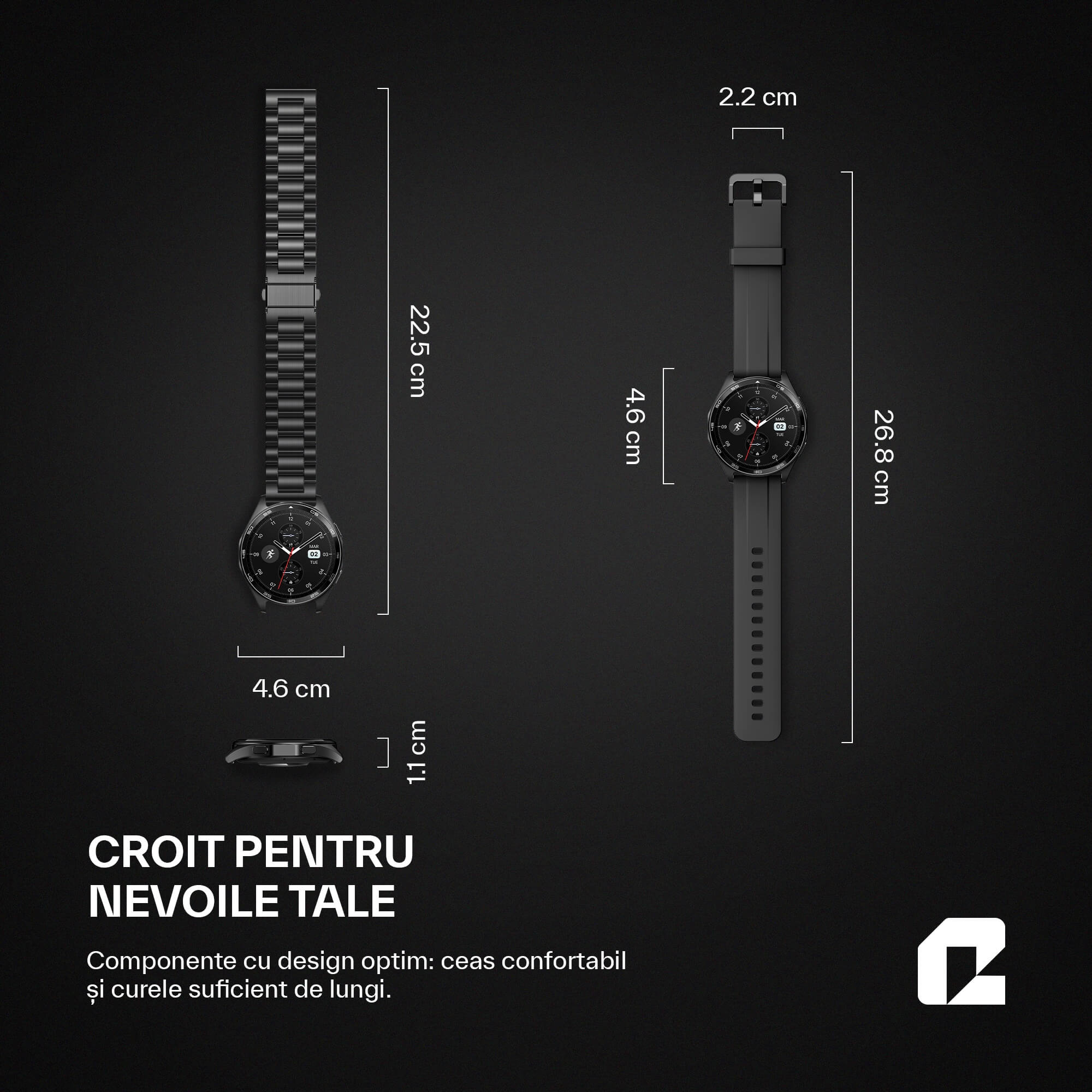 Ceas smartwatch, AMMO PRO Men Series, negru