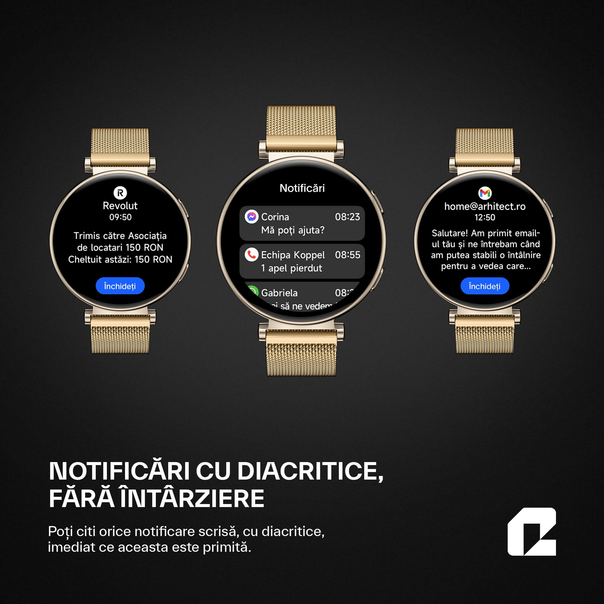 notificari ceas smart dama qualtec by koppel