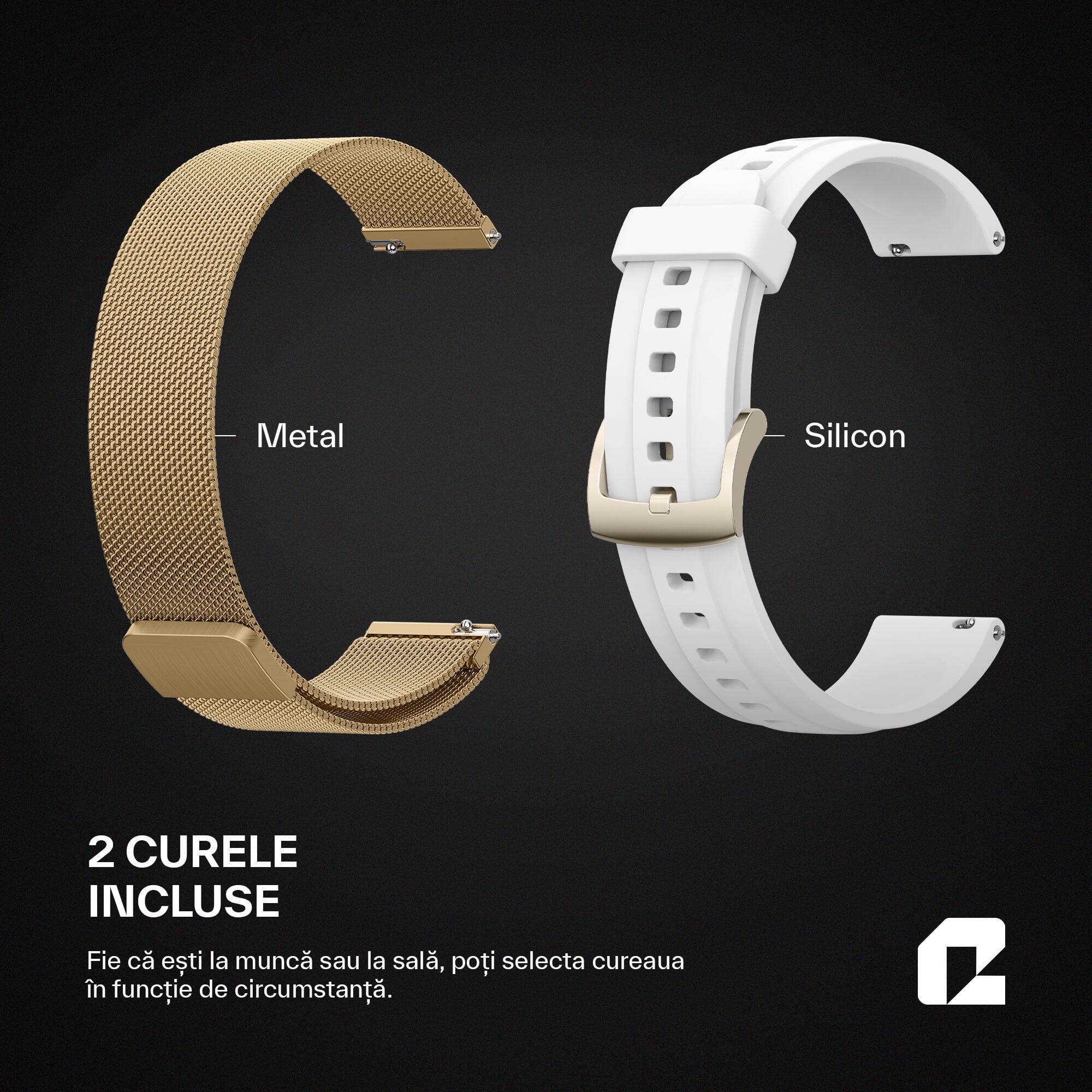 curele bratari smartwatch femei auriu metal Qualtec by Koppel ELITE