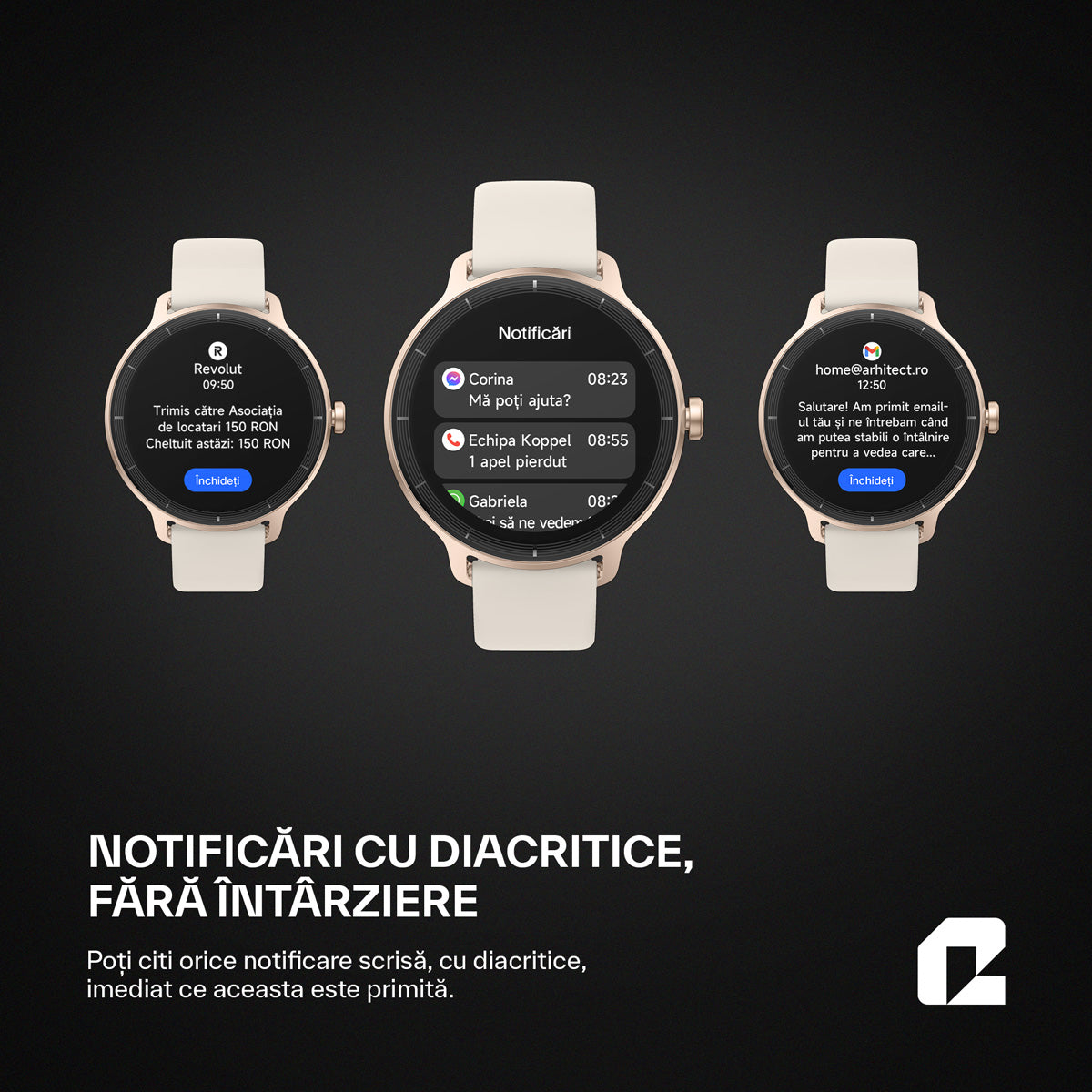 Ceas smartwatch, HALO gold Woman Series, gold