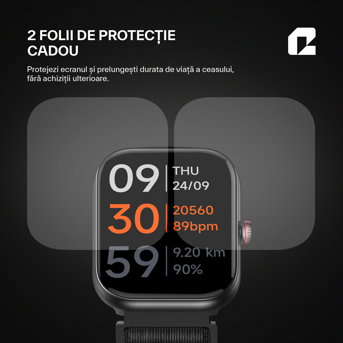Ceas smartwatch, OmniFit Fitness Series, negru