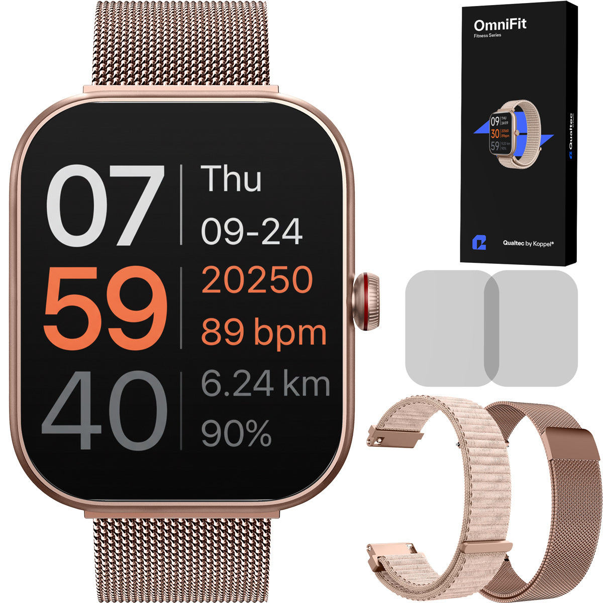 Ceas smartwatch, OmniFit Fitness Series, rose gold