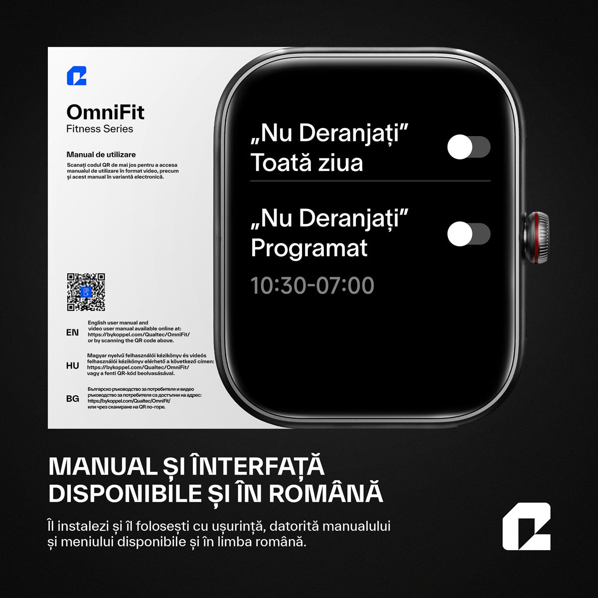 Ceas smartwatch, OmniFit Fitness Series, negru