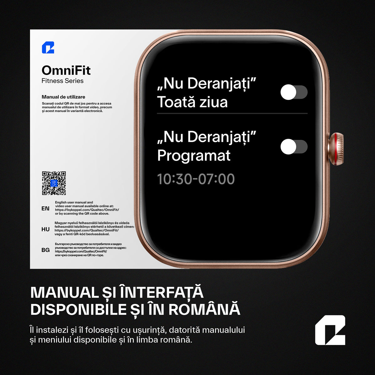Ceas smartwatch, OmniFit Fitness Series, rose gold