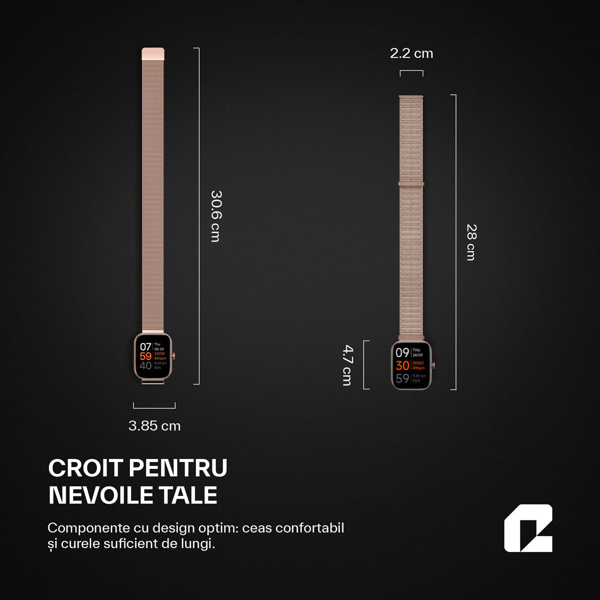 Ceas smartwatch, OmniFit Fitness Series, rose gold