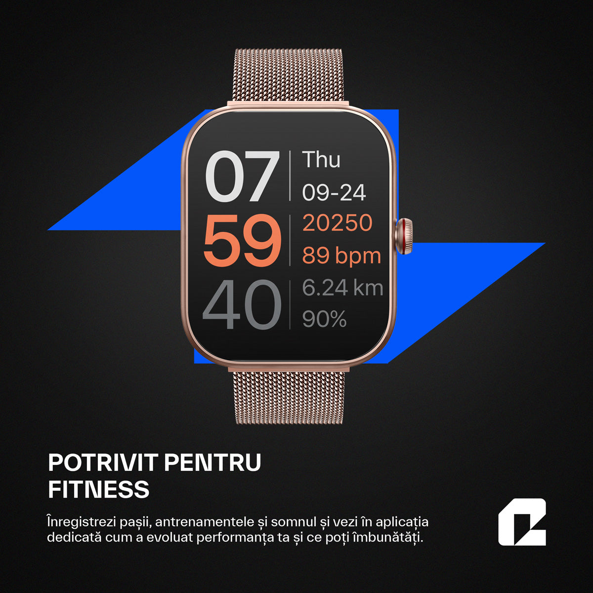 Ceas smartwatch, OmniFit Fitness Series, rose gold
