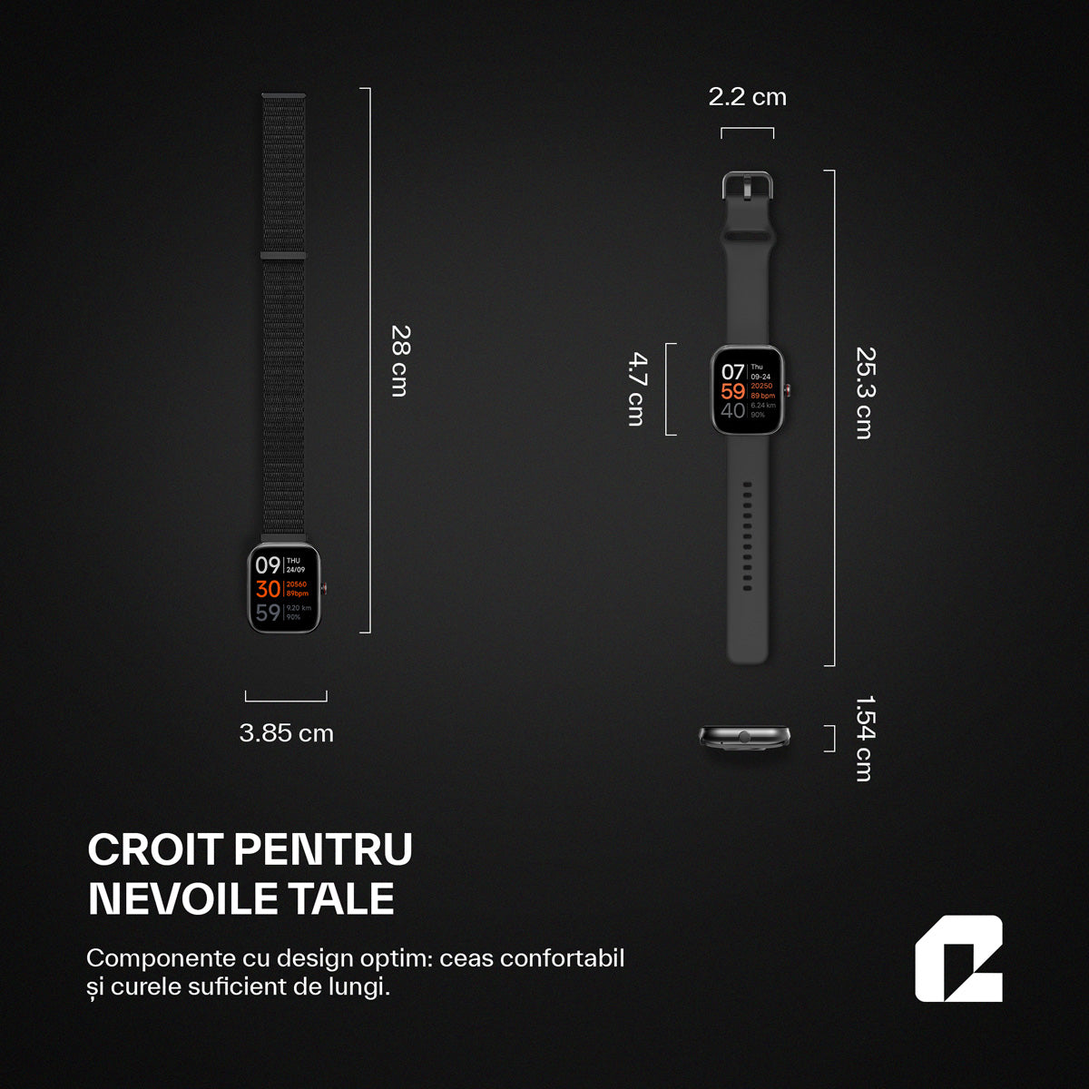 Ceas smartwatch, OmniFit Fitness Series, negru