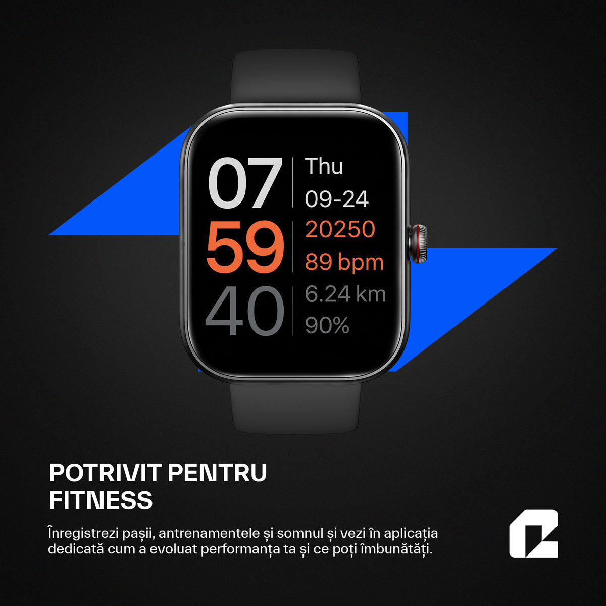 Ceas smartwatch, OmniFit Fitness Series, negru