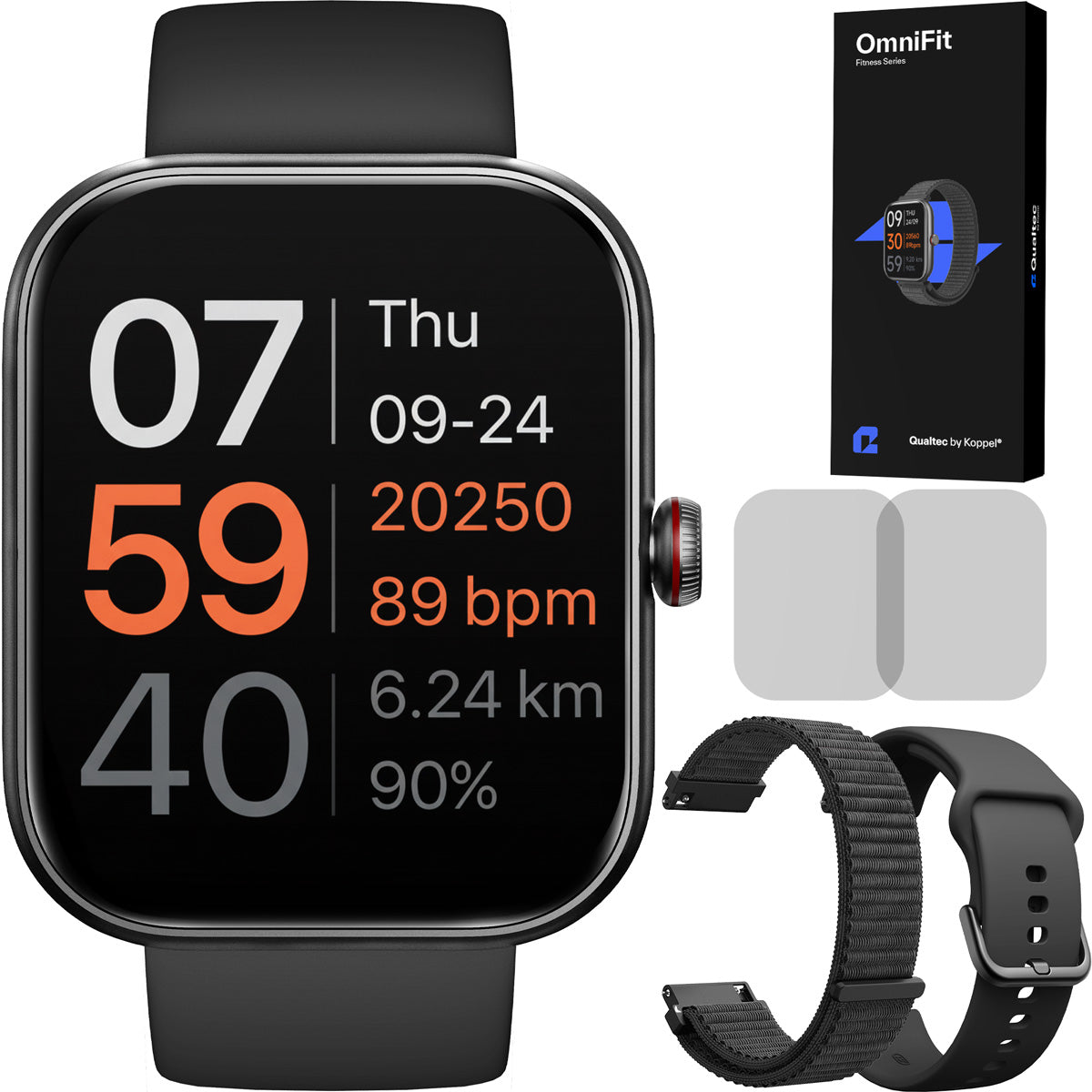 Ceas smartwatch, OmniFit Fitness Series, negru