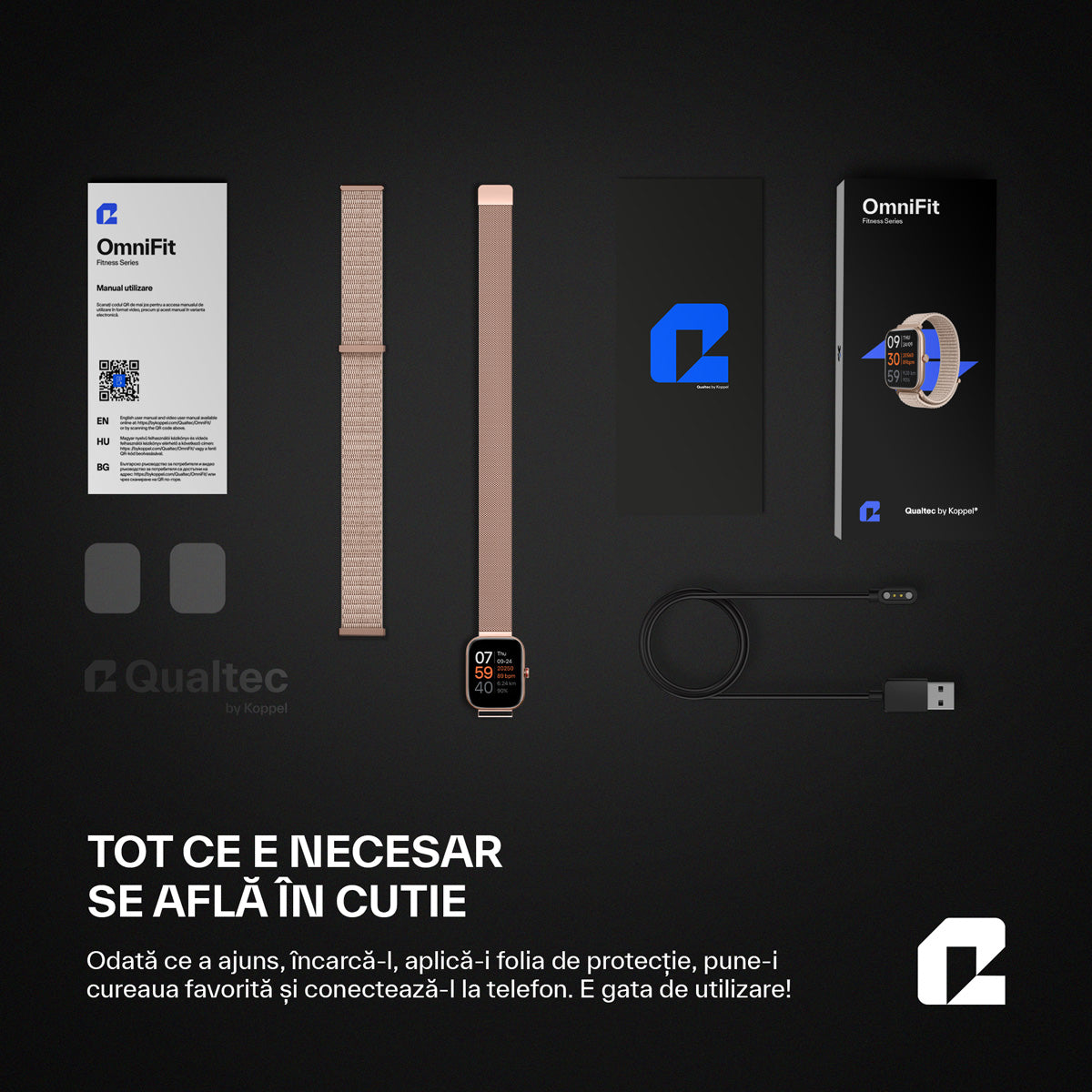 Ceas smartwatch, OmniFit Fitness Series, rose gold