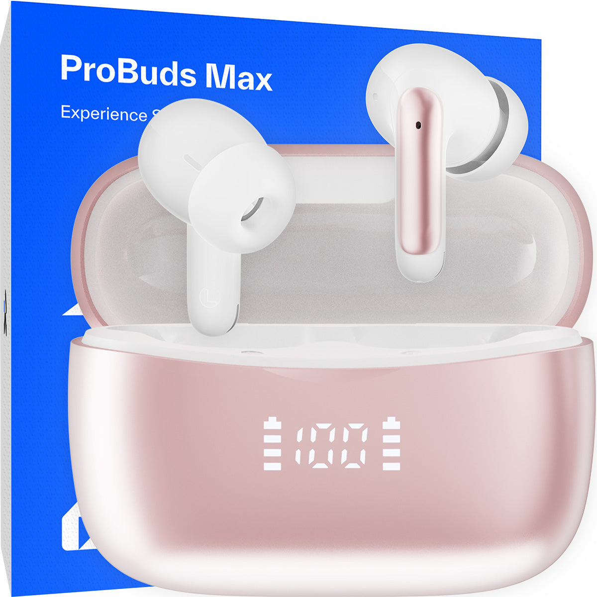 Căsti wireless Bluetooth cu noise cancelling, ProBuds Max, roz
