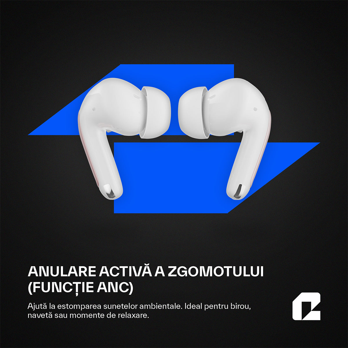 Căsti wireless Bluetooth cu noise cancelling, ProBuds Max, roz