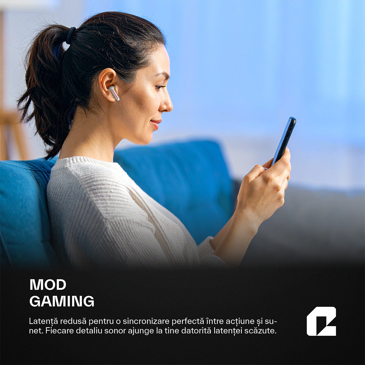 Căsti wireless Bluetooth cu noise cancelling, ProBuds Max, roz