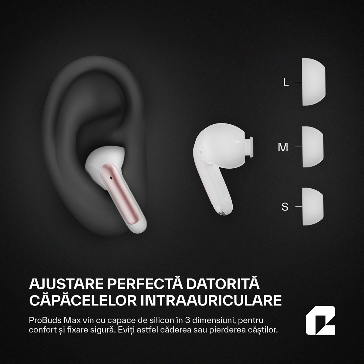 Căsti wireless Bluetooth cu noise cancelling, ProBuds Max, roz