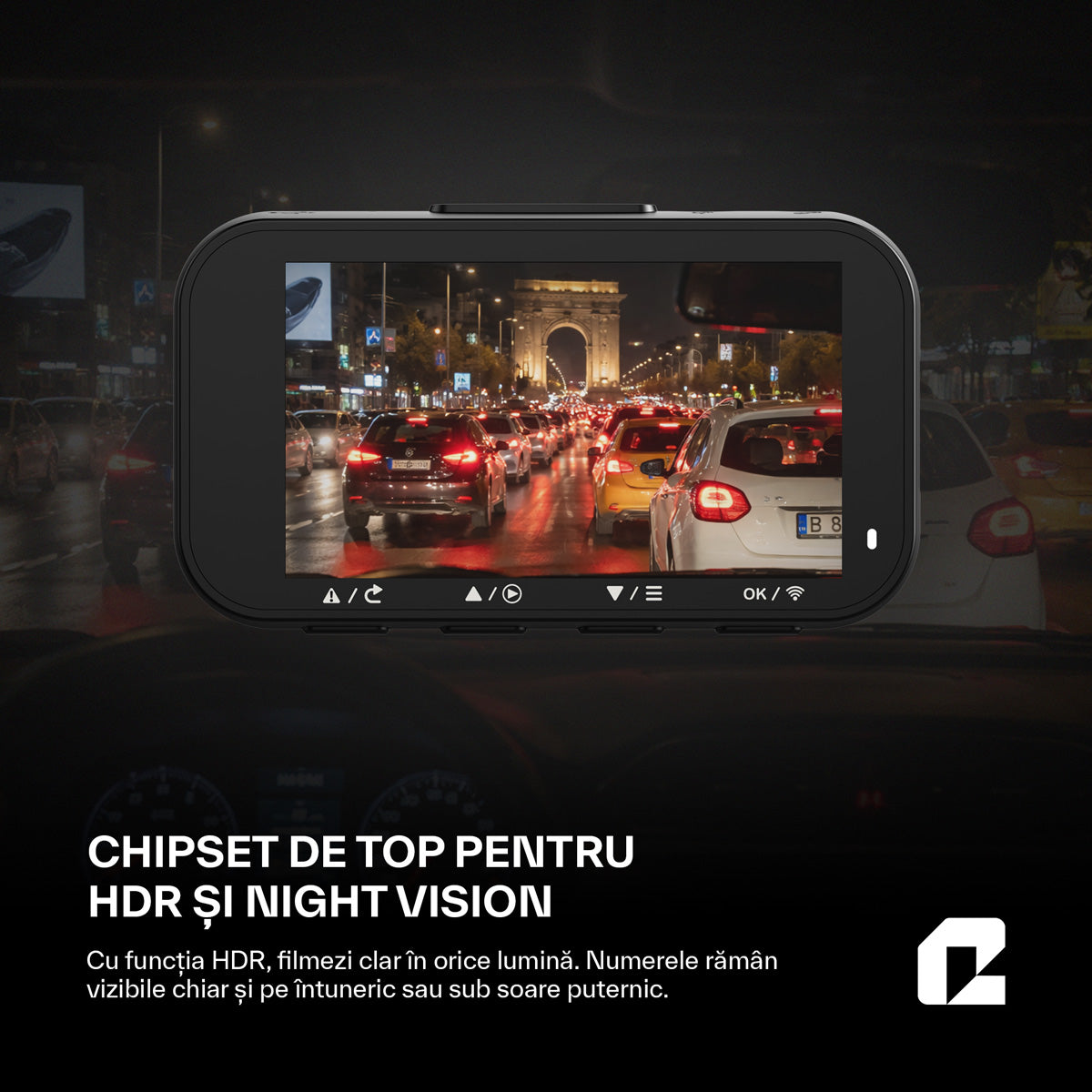Camera de bord auto, RoadOwl Qualtec by Koppel®, rezolutie reala 2K, negru