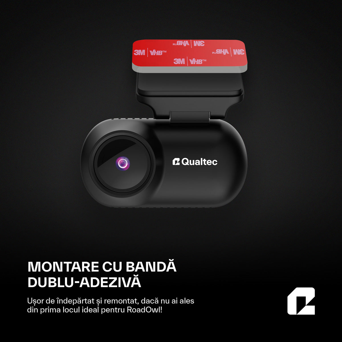 Camera de bord auto, RoadOwl Qualtec by Koppel®, rezolutie reala 2K, negru