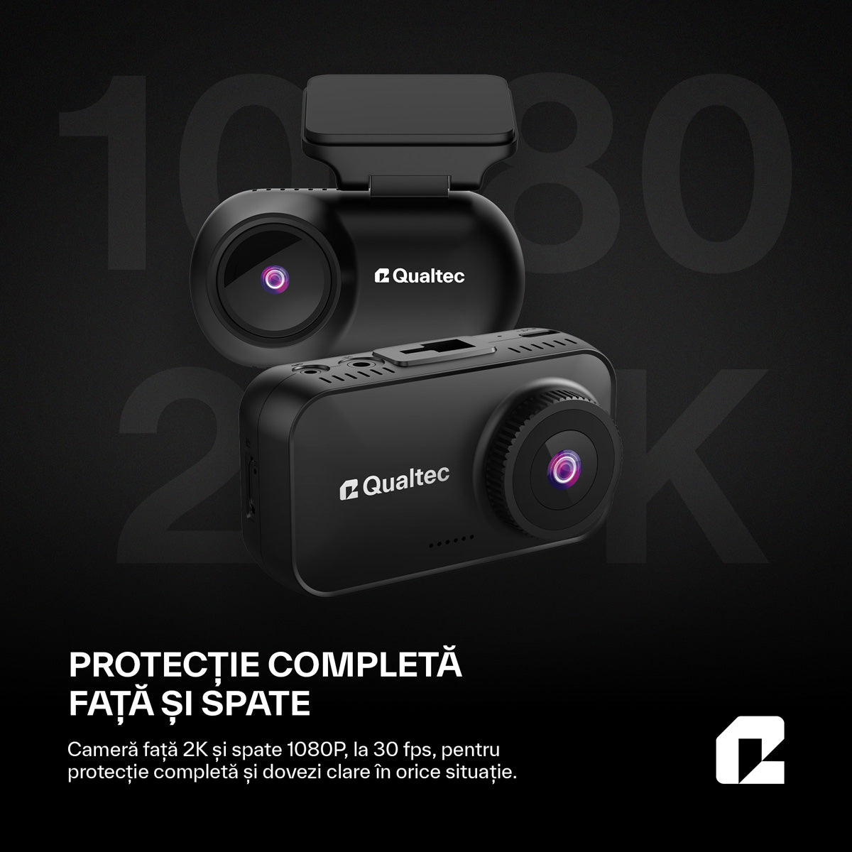 Camera de bord auto, RoadOwl Qualtec by Koppel®, rezolutie reala 2K, negru