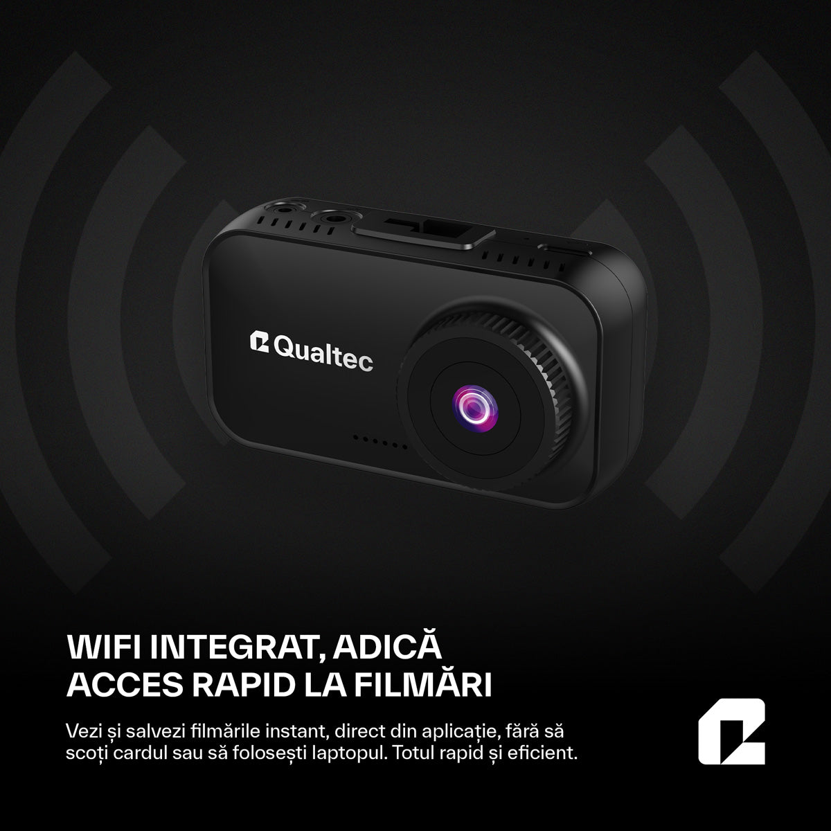Camera de bord auto, RoadOwl Qualtec by Koppel®, rezolutie reala 2K, negru